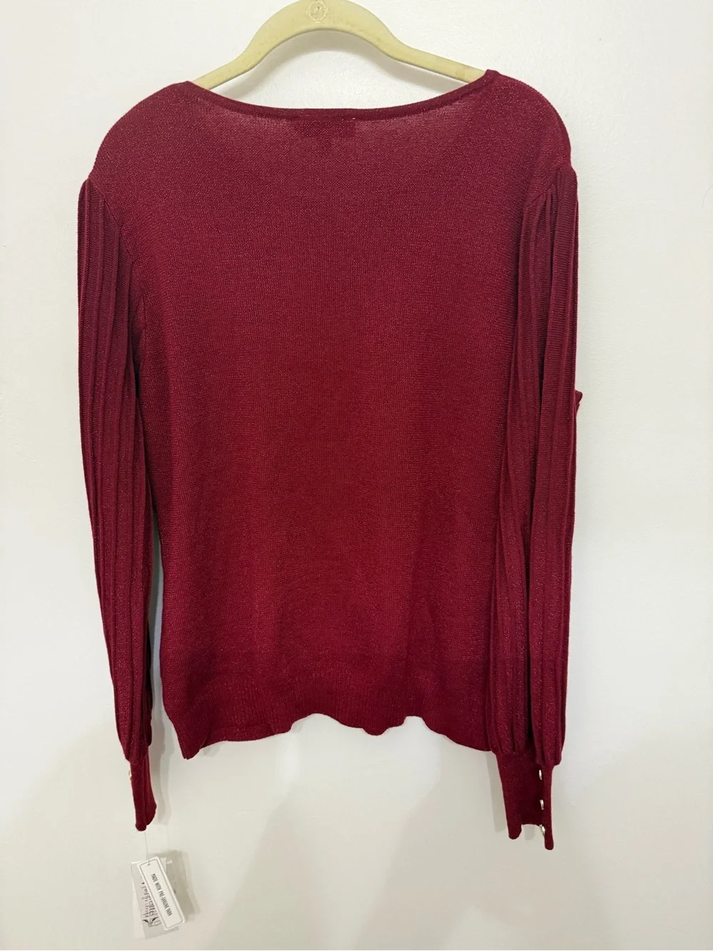 Nanette Lepore Burgundy Crewneck Sweater with Ribbed Sleeves